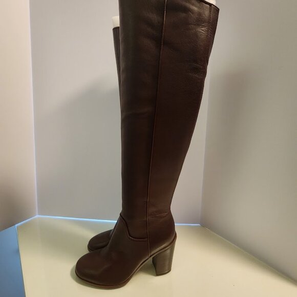 Franco Sarto Over-the-Knee Burgundy Leather Heeled Leather Boots - Picture 5 of 9